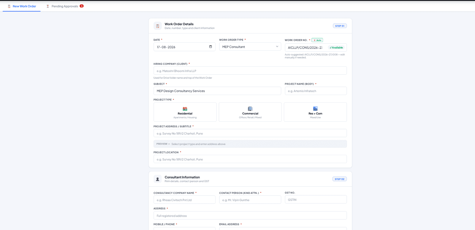 Pratham Yash — consultant work orders